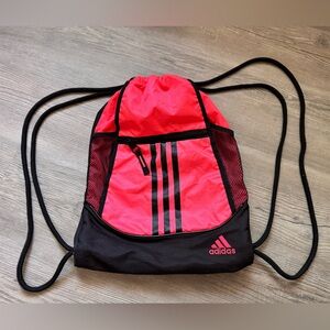 NWOT New Adidas Hot Pink Black Drawstring Backpack Bag